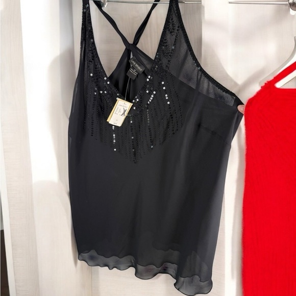 Lane Bryant Tops - Lane Bryant Black Sequin Chiffon Tank Top